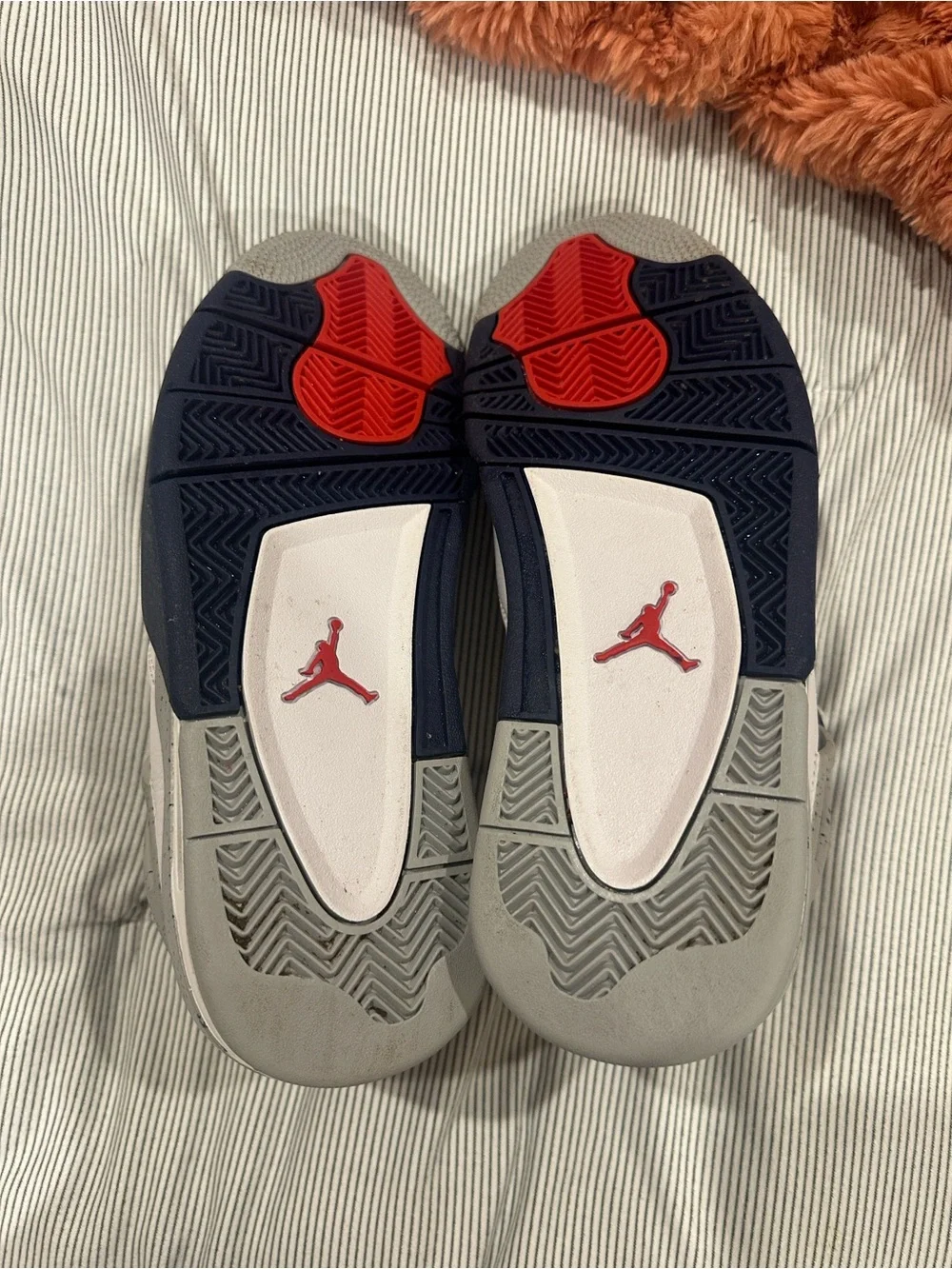 Jordan mens Sneakers in White and Navy with Gray Accents
